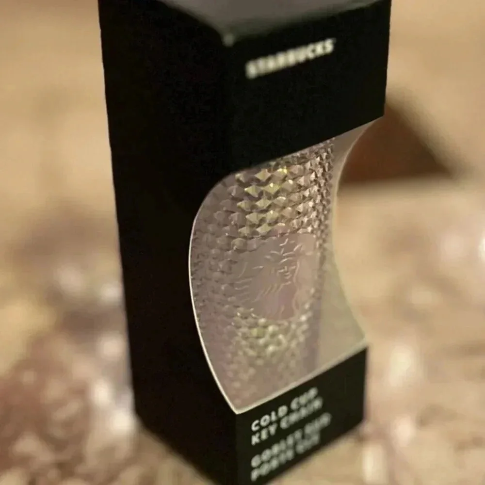 NEW Starbucks Holiday 2023 White Studded Mini Tumbler Ornament Keychain